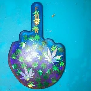 420 middle finger Keychain